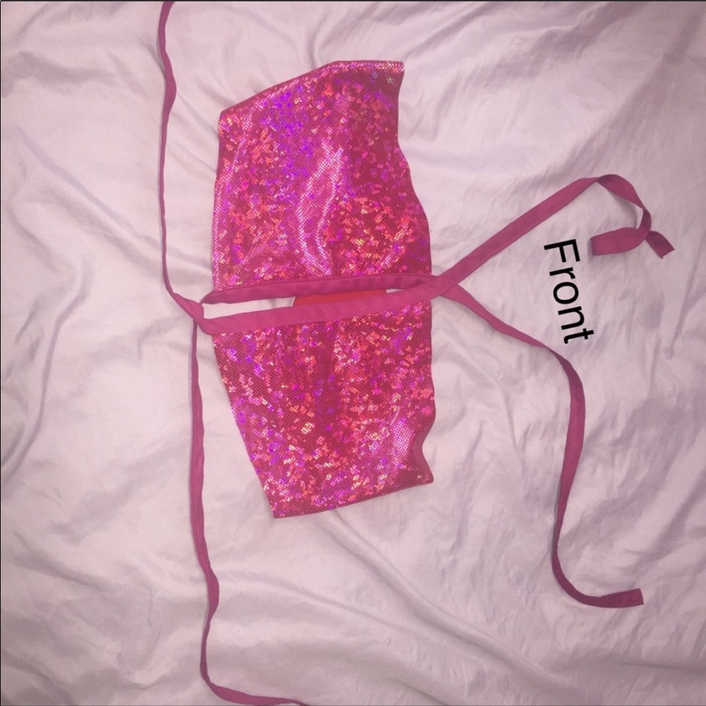 Pink rave holographic rave top